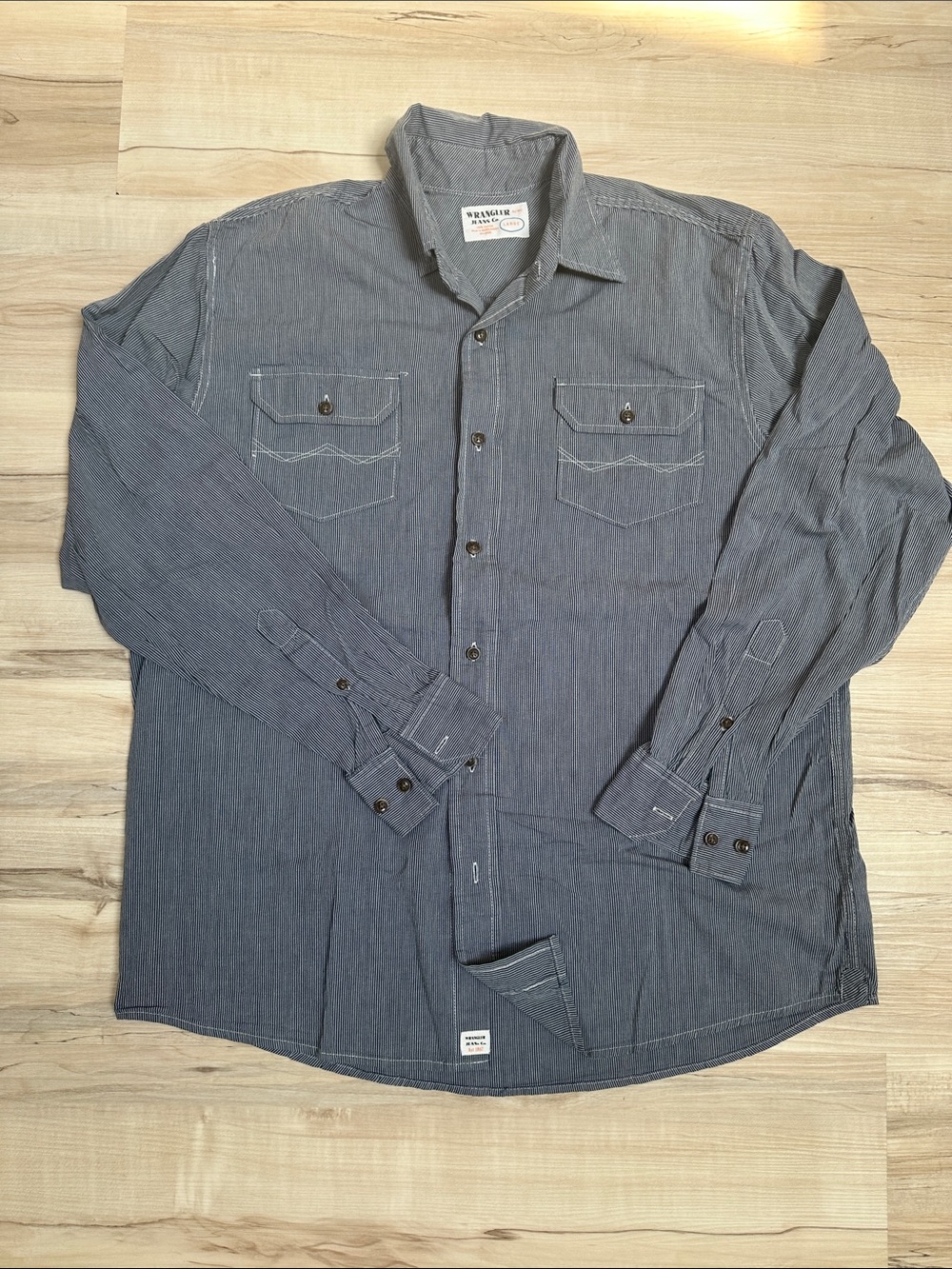 Wrangler Slate Blue Casual Button-Down Shirt